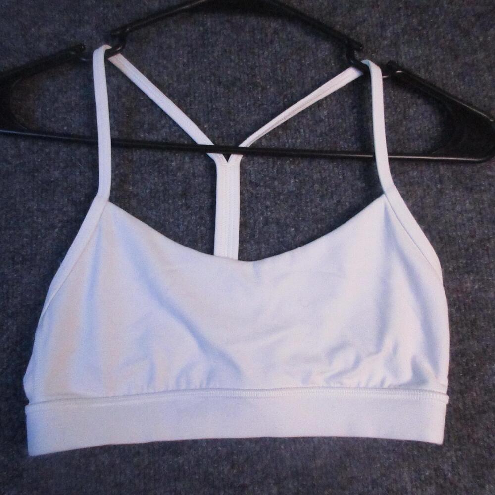 Lululemon Sports Bra Womens 4 White Strappy Racerback Pullover Yoga Stretch Top